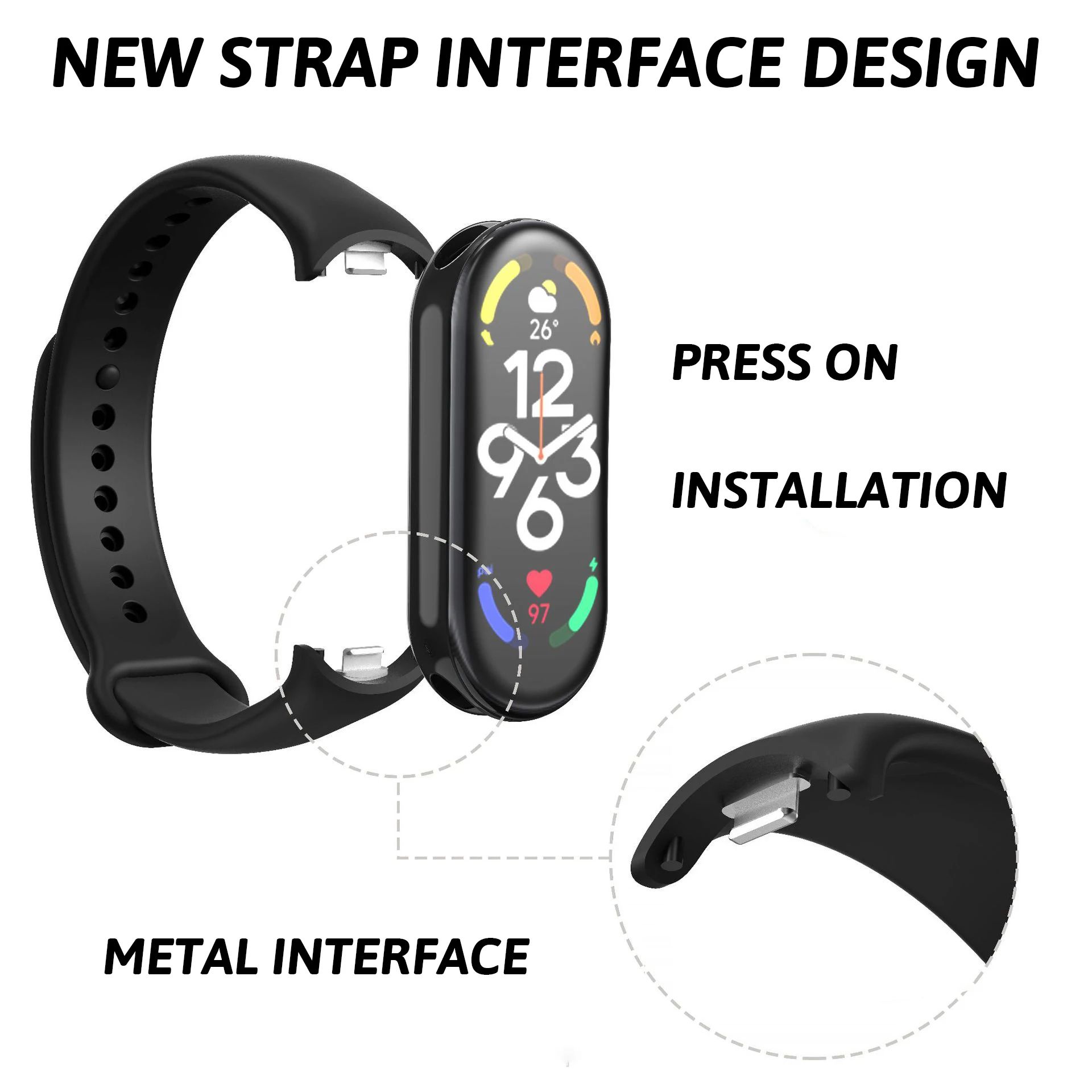 SportFlex Silicone Xiaomi Mi Band Strap – Comfortable Replacement Wristband for Mi Band 8, 9 & 10