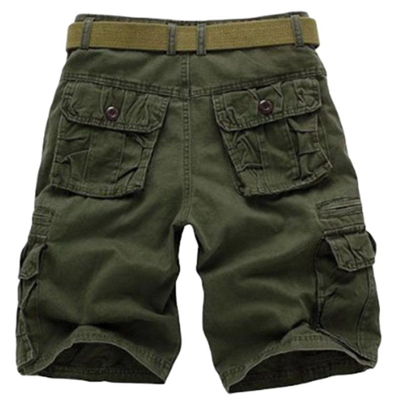 Men's Cotton Cargo Shorts Multi Pocket Knee Length Casual Streetwear Shorts
