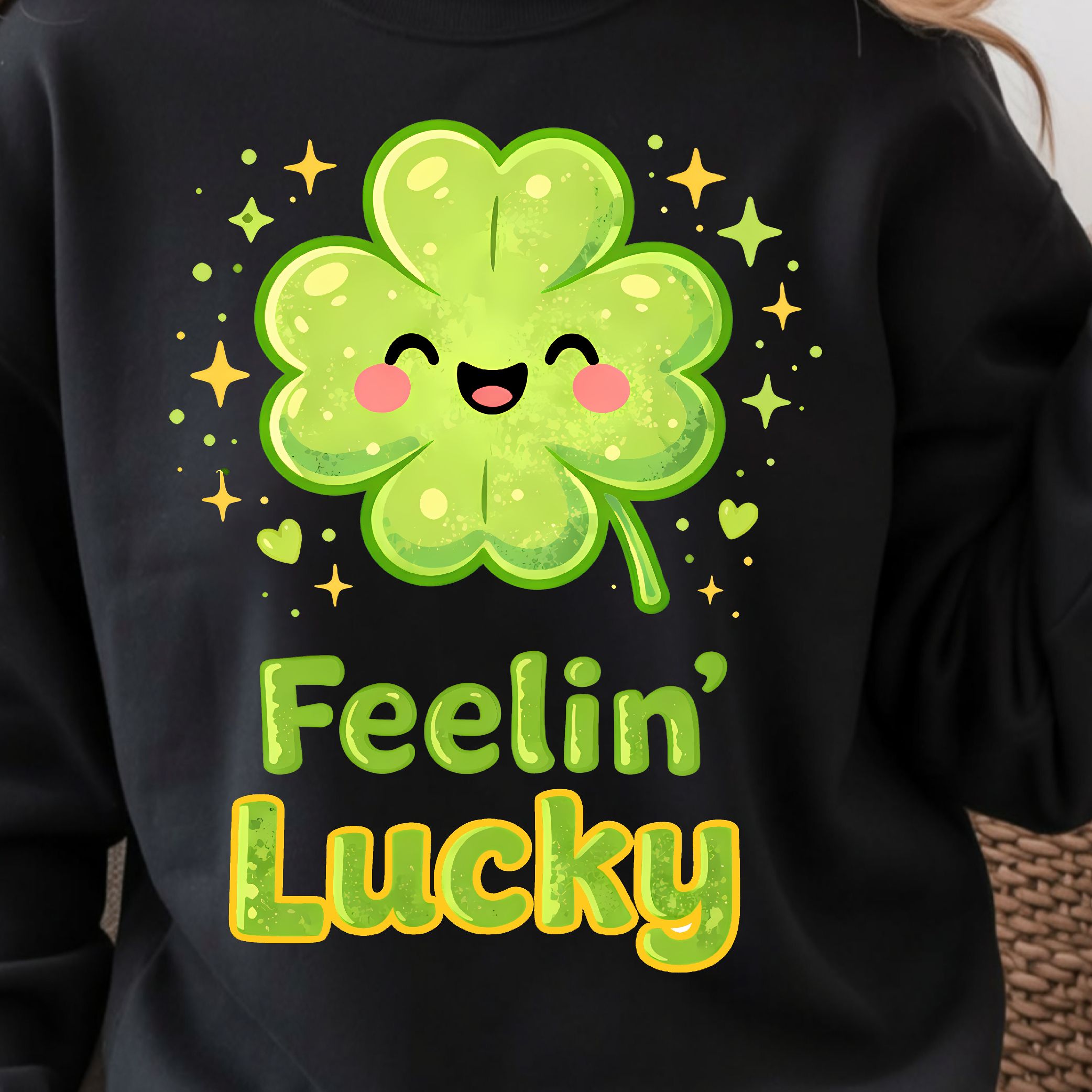 Feeelin' Lucky White Shirt, St. Patrick's Day T-Shirt, Lucky Vibes Tee