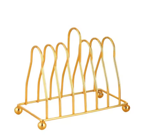Small Gold & Silver Iron Triangular Dish Draining Shelf