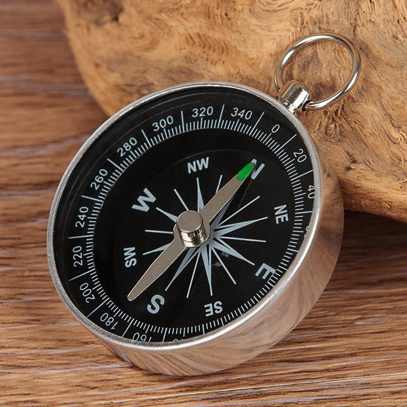 Portable Mini Outdoor Adventure Compass Keychain Aluminum Alloy Pendant for Travel & Emergency Use