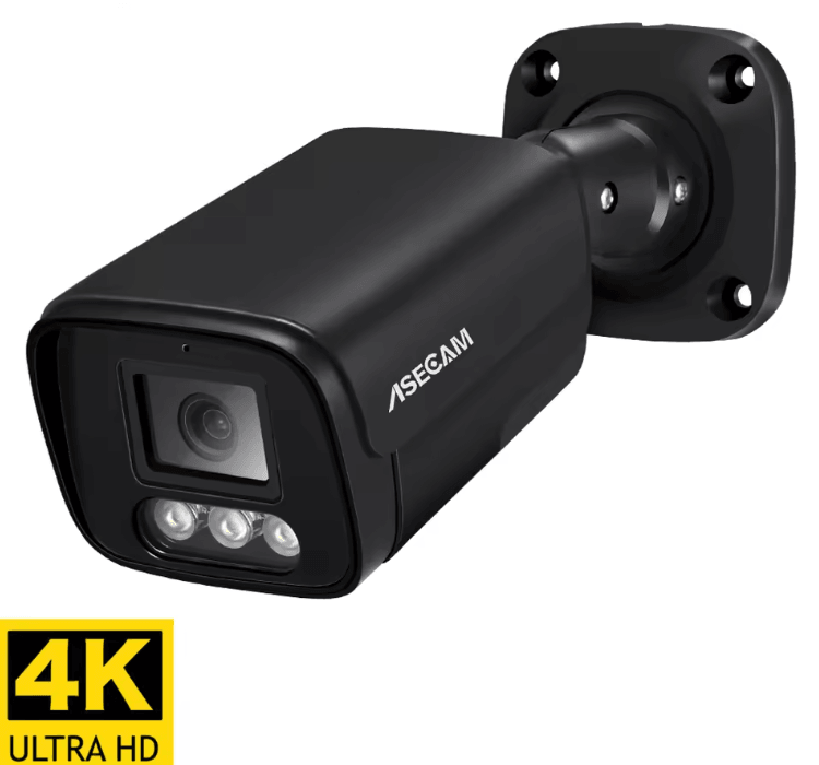 ASECAM 4K 8MP POE Security Camera – Outdoor Metal IP CCTV with AI Human Detection