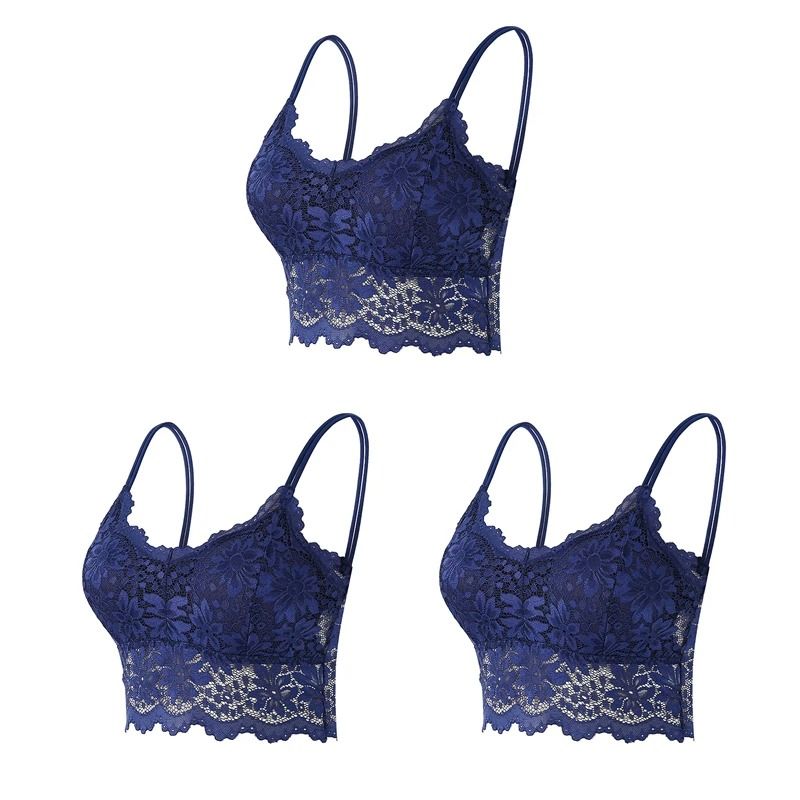 Elegance 3 Pack Lace Bralette Wireless Seamless Lingerie Top