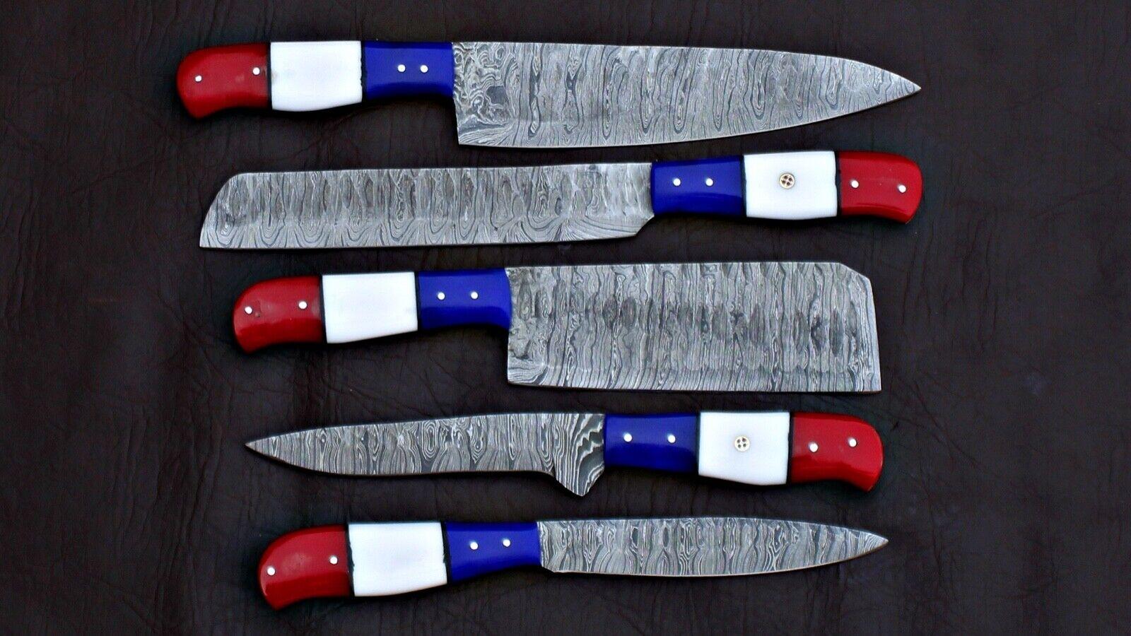 Traditional Handmade Damascus Kitchen Knives – Chef Complete Set