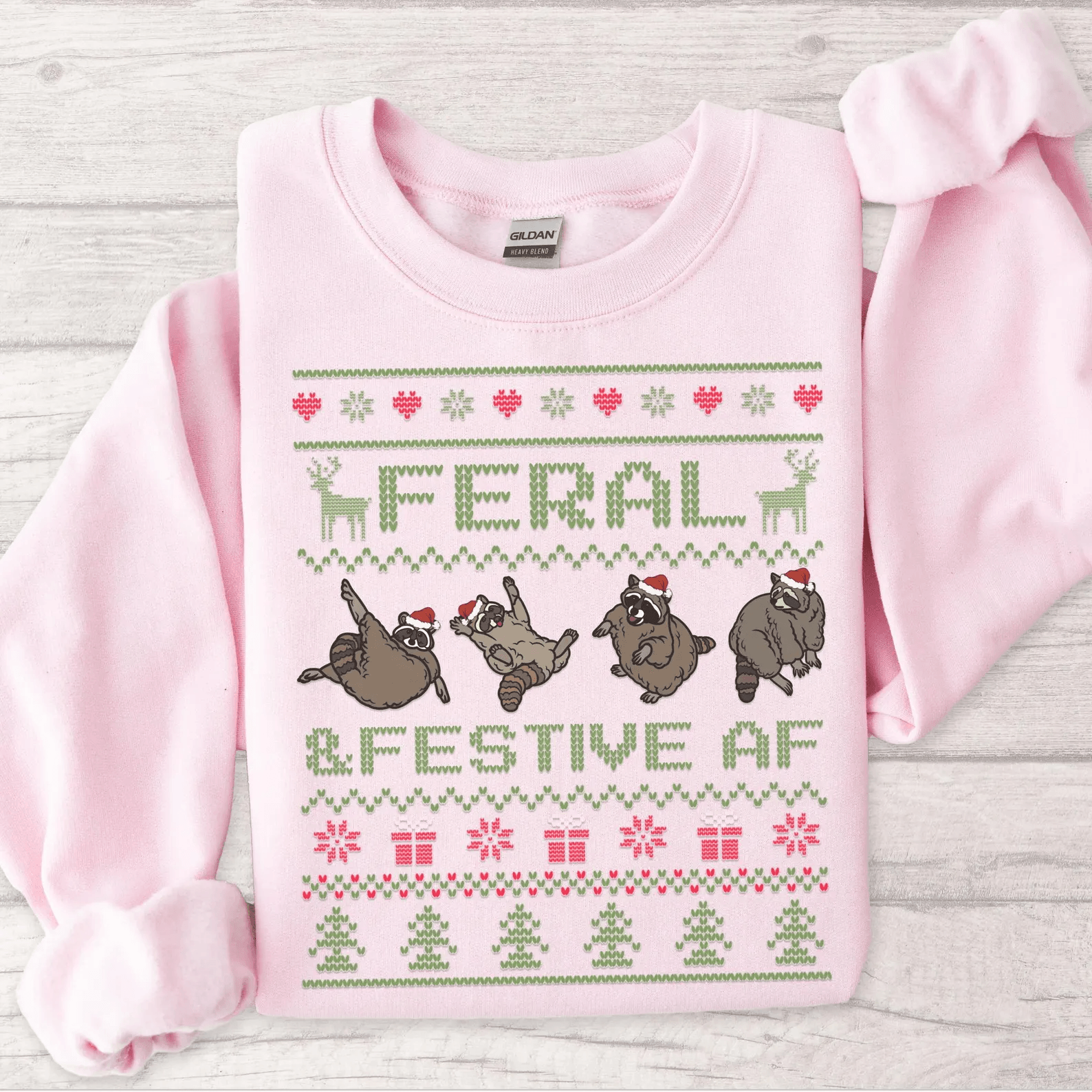 Funny Christmas Raccoon Sweatshirt Cute Ugly Christmas Sweater Festive Holiday Shirt
