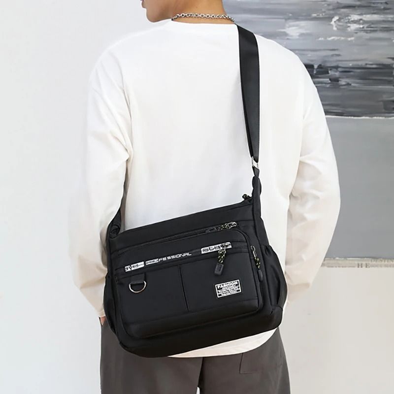 Mens Oxford Shoulder Bag with Multi-Layer Pockets and Large Capacity