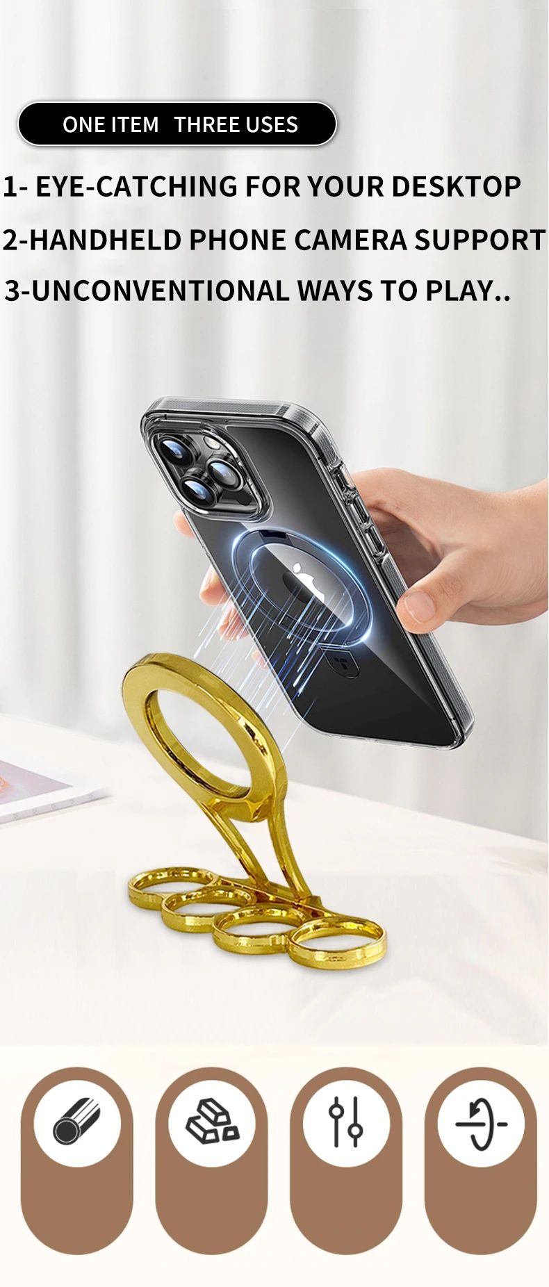 Dual Magnetic Phone Holder with 360 Rotation