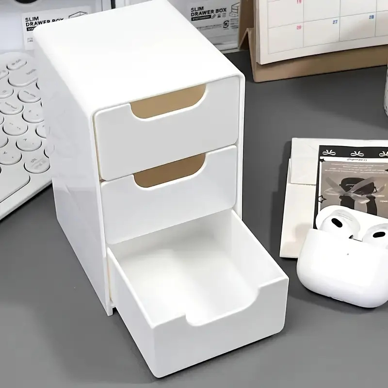 Plastic Cosmetic Storage Organizer, Multi Functional Storage Box with Drawers, Countertop Jewellery and Office Supplies