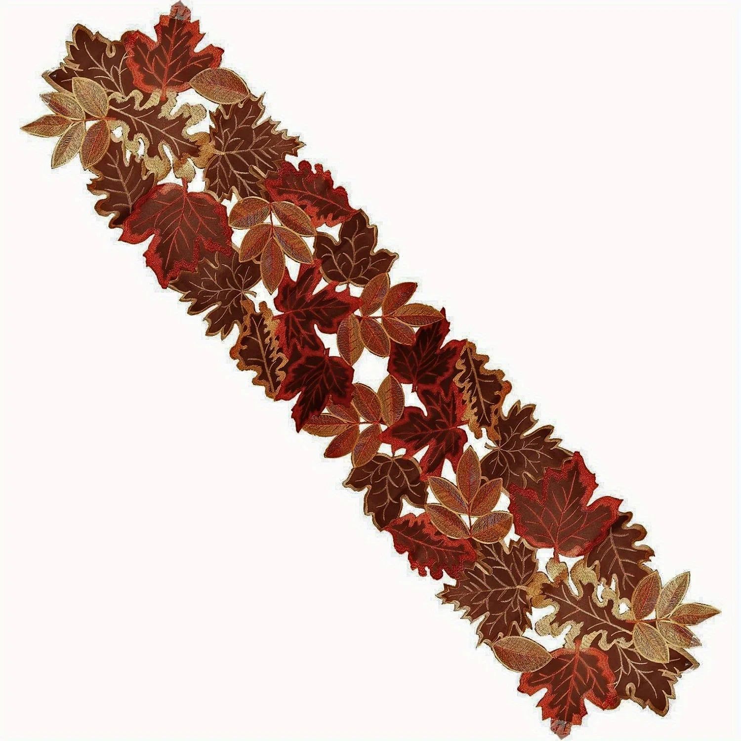Autumn Maple Leaf Embroidered Table Runner