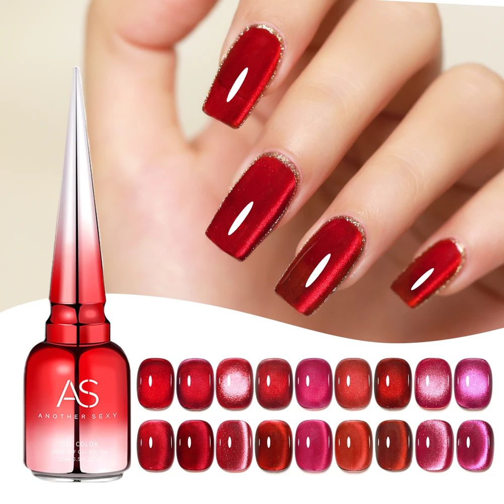 Cherry Ruby Magnetic Cat Eye Gel Nail Polish – 15ml Chameleon Red UV/LED Manicure Gel