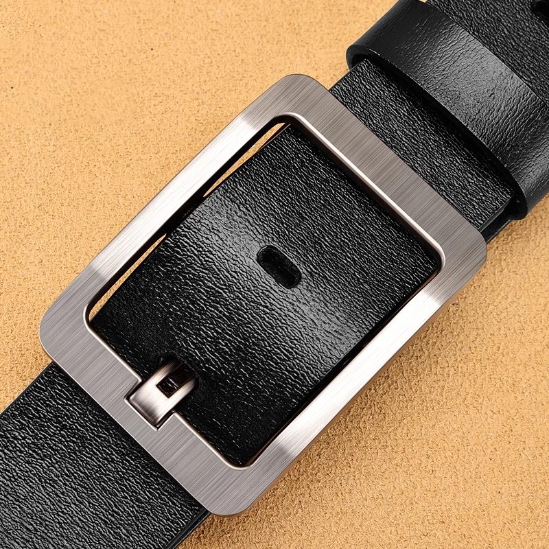 High-Quality Men Leather Casual Belt with Buckle, Denim Business Belt, Designer New