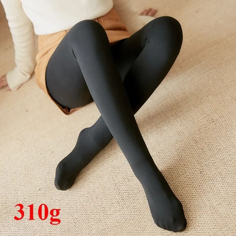 Thicken Thermal Tights Women Winter Fleece Lined High Waist Slim Pantyhose