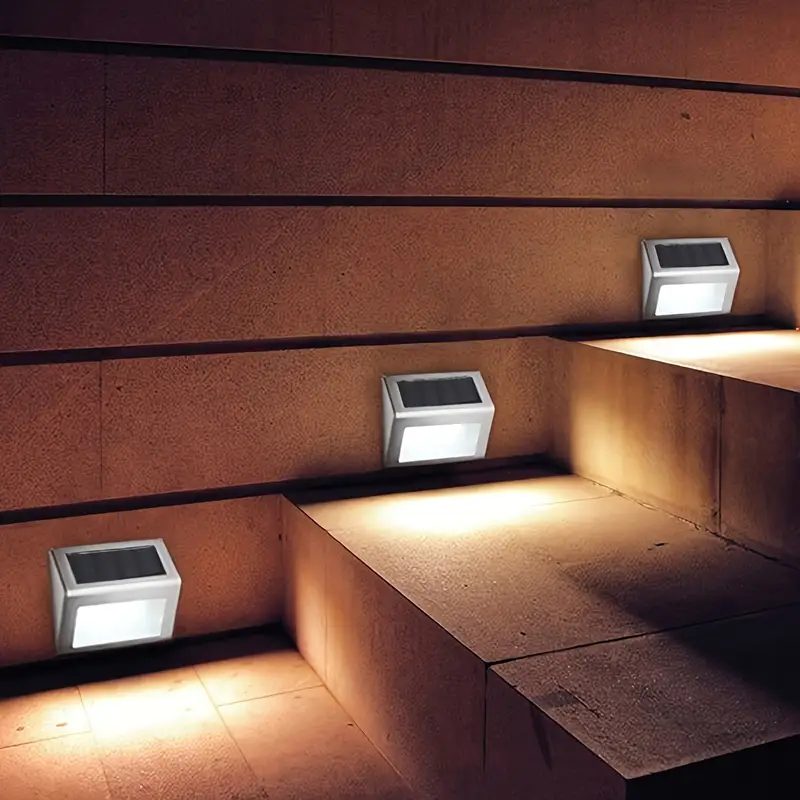 Outdoor LED Solar Stainless Steel Staircase Step Fence Guardrail, Wall Light for Garden Courtyard, Atmosphere Light