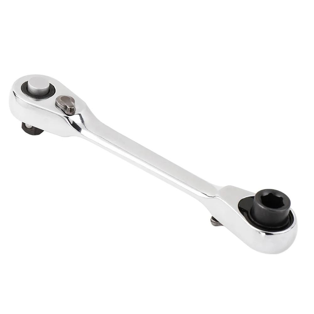 2-in-1 Compact Ratchet Wrench with Socket & Screwdriver Bits