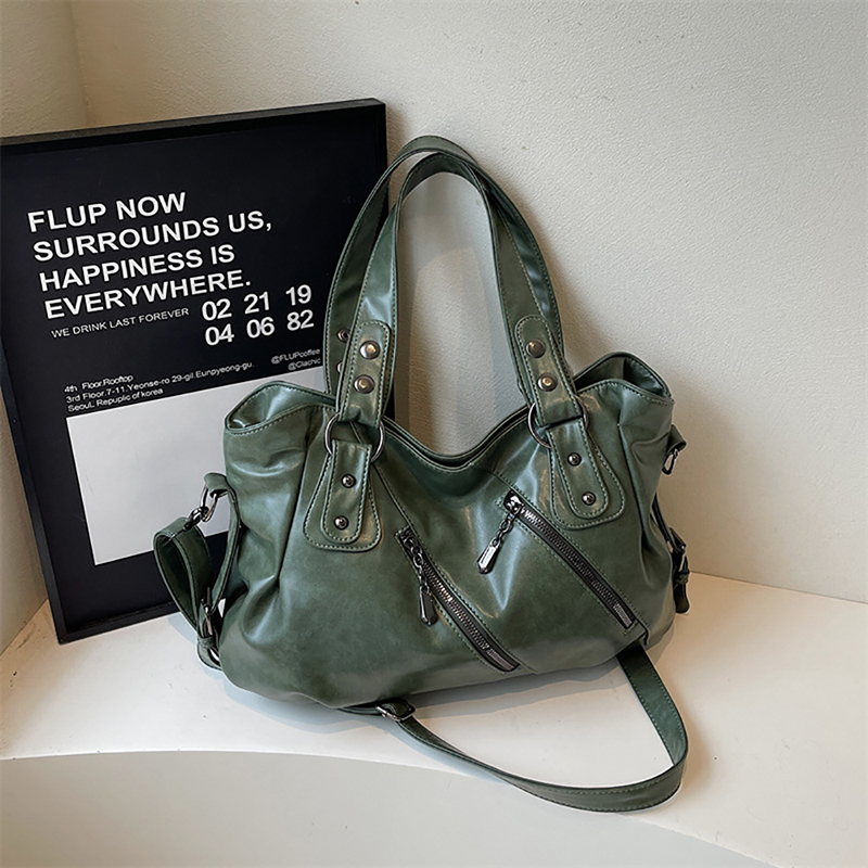 Elegant PU Leather One Shoulder Bag Large Capacity Tote Crossbody Handbag