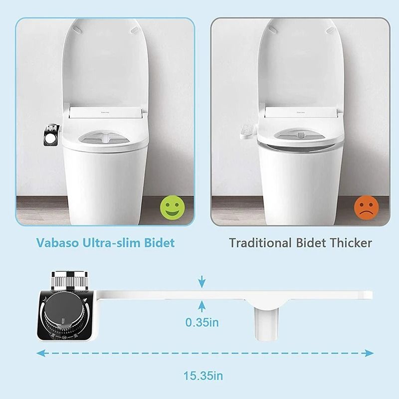 Non-Electric Bidet Toilet Seat Attachment with Dual Nozzles