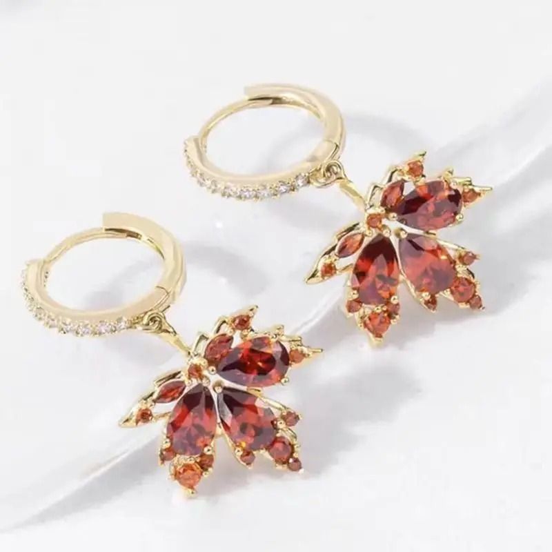 Elegant Crystal Leaf Drop Earrings