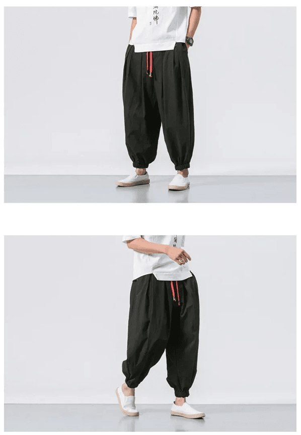 Mens UrbanEase Linen Harem Joggers – Breathable, Relaxed Fit Streetwear Pants