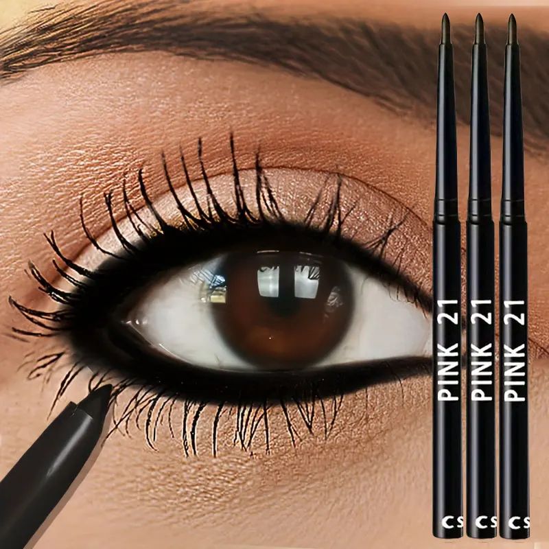 Waterproof Black Eyeliner Pencil Set 3 Pack Smudge Proof Long Lasting Easy Glide Beginner Friendly Eye Makeup