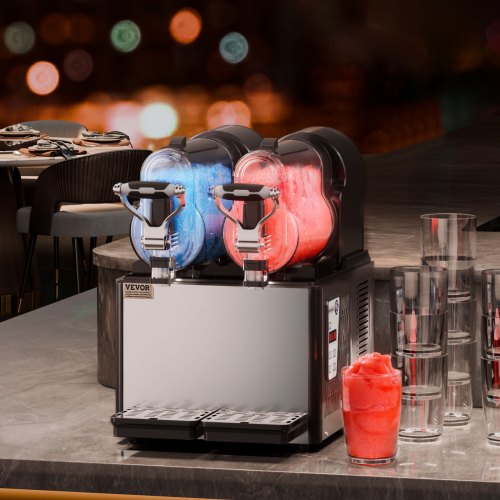 Commercial Slushy Machine with Tanks, Stainless Steel Frozen Drink Maker for Margarita, Juice & Cold Drinks, Automatic