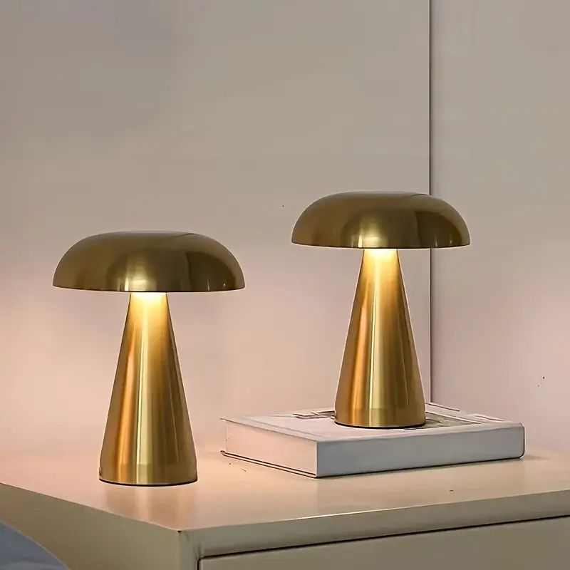 Retro Mushroom LED Table Lamp with Touch Sensor and Rechargeable Design
