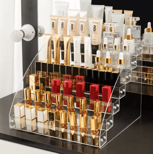 Clear Acrylic Multi-Layer Nail Polish Display Stand with Drawer