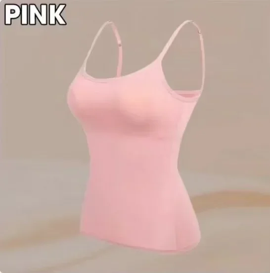 Sexy Women Tops Solid Padded Bra, Spaghetti Camisole Top, Built-in Bra Women Vest, Comfortable Tank Top for Women