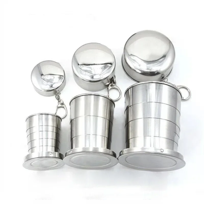 Stainless Steel Folding Cup, Camping Cookware, Retractable Cup, Teacups, Teaware, Camp Utensils, Tableware, Folded Cup