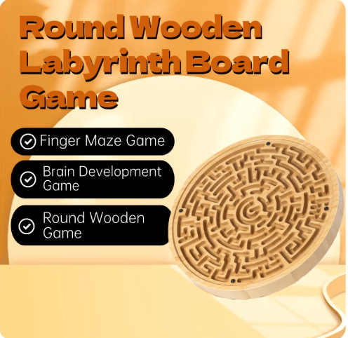 Large Wooden Balance Maze Game – Dual Sided Bamboo Brain Teaser with Steel Balls