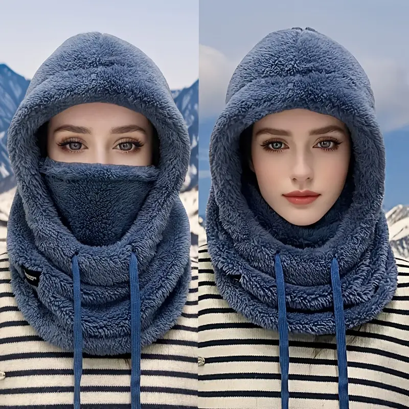 Thermal Windproof Ski Hood, Winter Warm Balaclava Face Cover, Fleece Adjustable Cycling Neck Cover, Full Face Mask