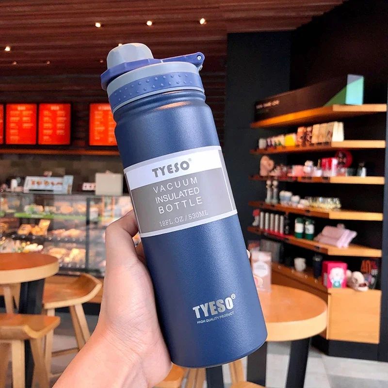 Tyeso Stainless Steel Vacuum Insulated Thermos Bottle – Leakproof Travel Water Bottle with Handle