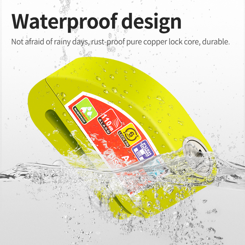 Wheel Disc Brake Waterproof Anti-Theft Alarm Lock, Aluminum Alloy Safety Moto Lock