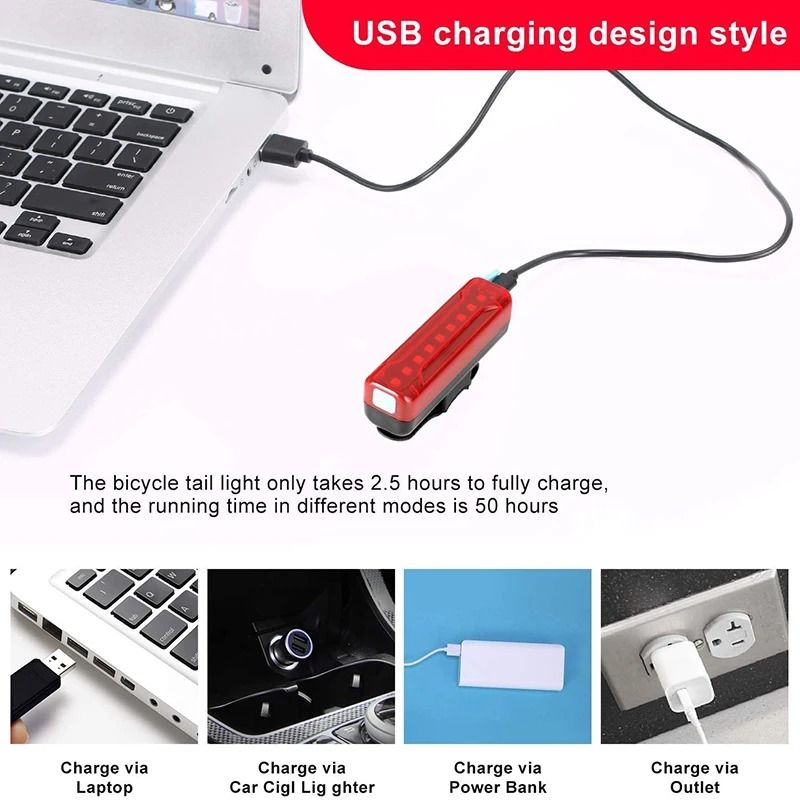 USB Rechargeable Bicycle Rear Light Ultra Bright LED Tail Lamp