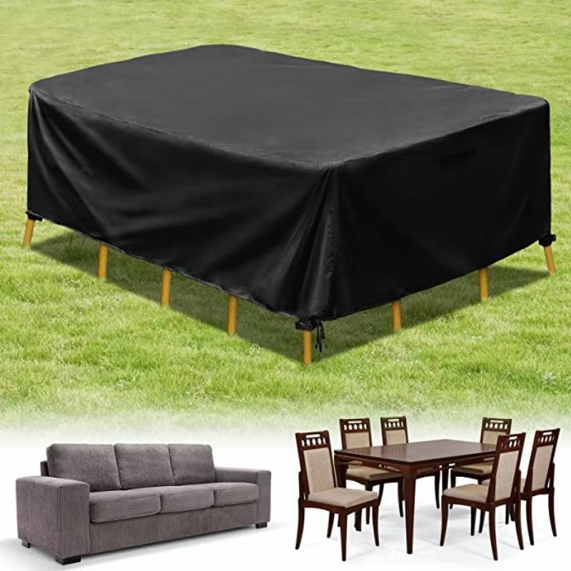 Waterproof 210D Oxford Outdoor Furniture Cover for Patio Sofa and Garden Sets (Black/Silver)