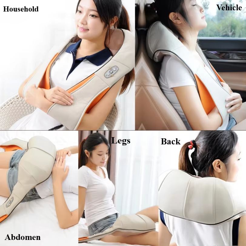RelaxHeat Shiatsu Neck & Shoulder Massage Shawl – Hot-Compress Electric Cervical Traction & Kneading Wrap