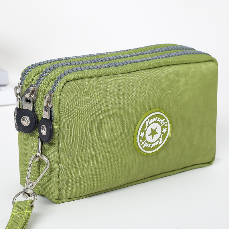 Women's handbag, Thickened three-layer long, Wrist mobile phone bag, Cute washable cloth, zipper pocket purse