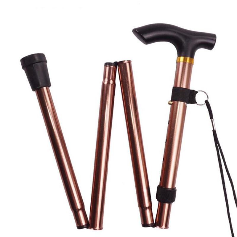 Aluminum Alloy Hiking Stick Telescopic Crutches for Elderly, Metal Folding Pole