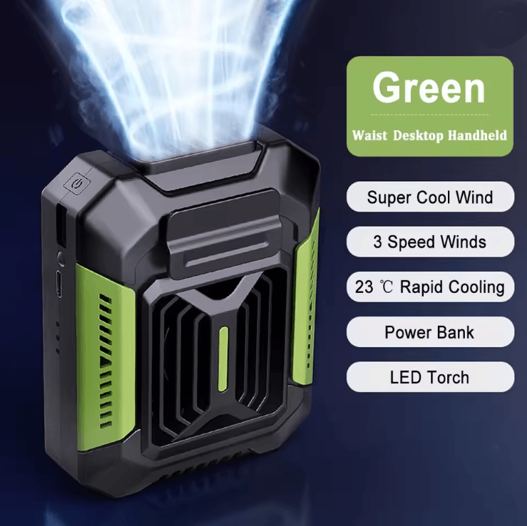 AirGo Personal Belt Clip Fan with Power Bank and Flashlight