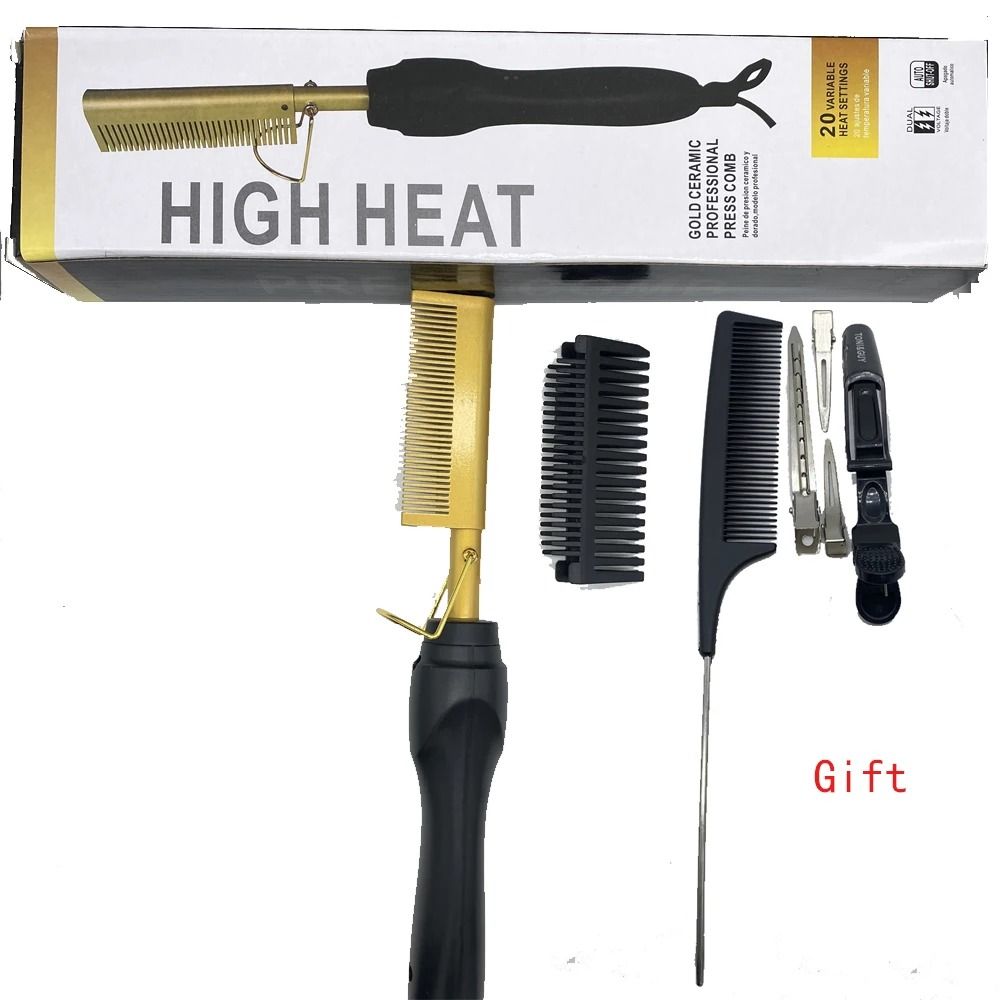 Electric Hot Comb Hair Straightener Fast Heating Pressing Comb Brush