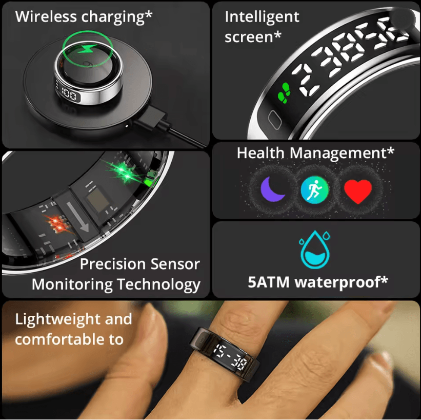 COLMI R12 Smart Ring Touchscreen Health Tracker with Wireless Charging