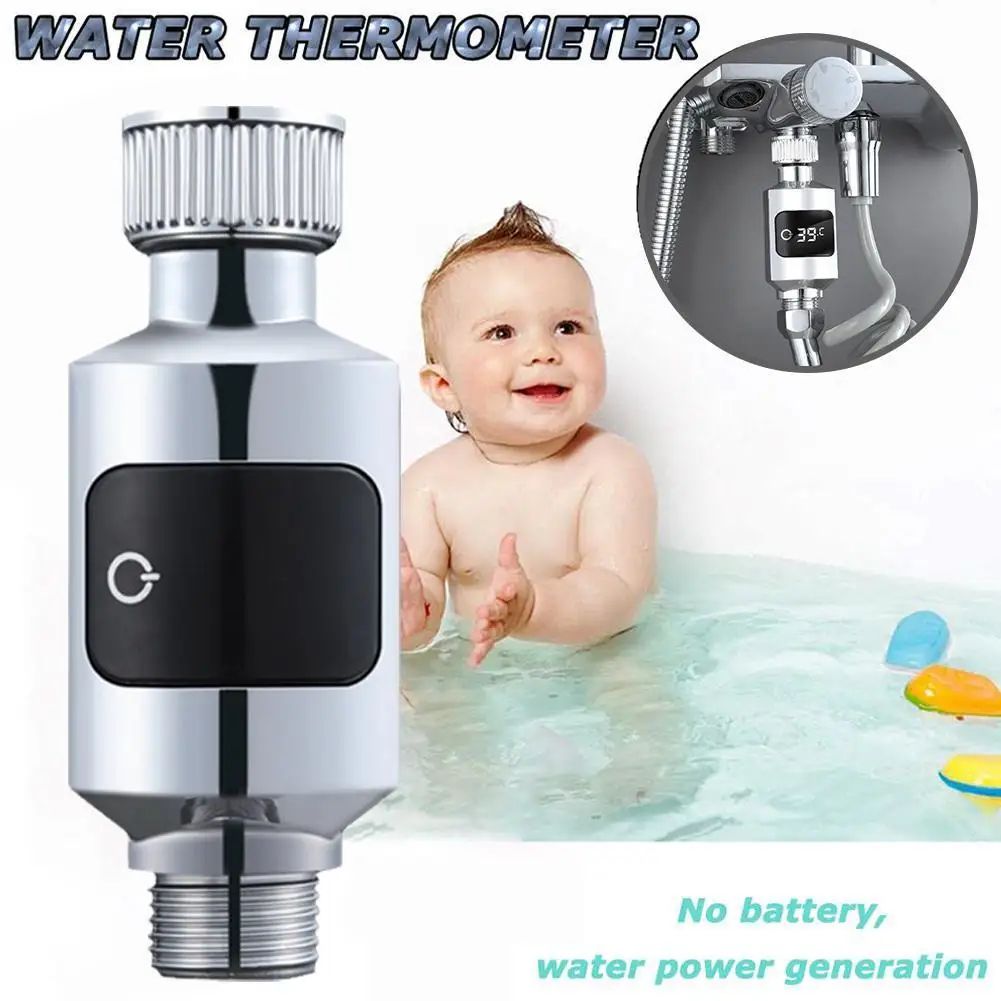 Hydro-Powered Digital Shower Thermometer with LED Temperature Display