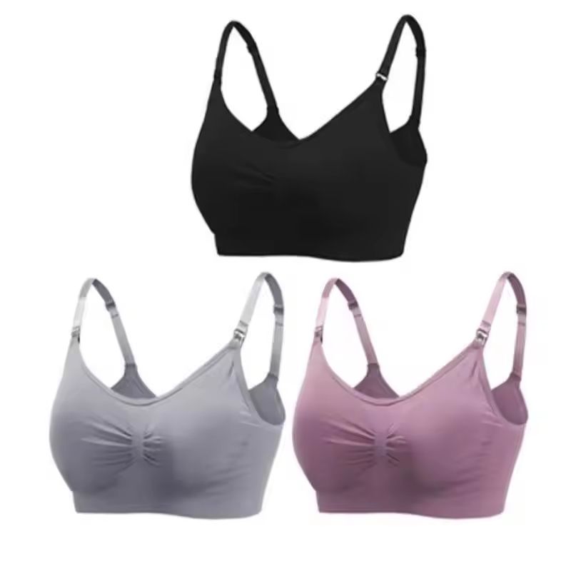 3pcs Maternity Nursing Bras Seamless Cotton Breastfeeding Underwear