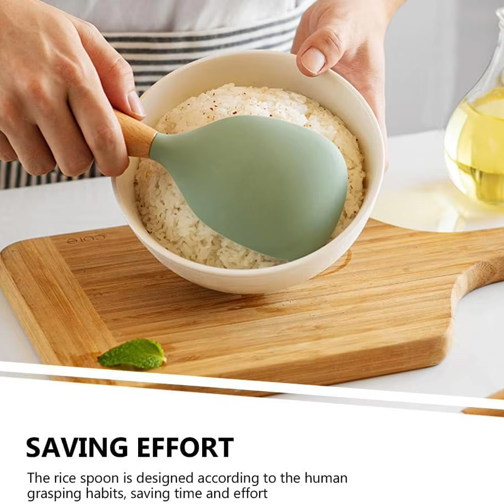 Silicone Rice Spoon, Heat-Resistant Silicone Spoon, Non Stick Cooking Spoon, Reusable Small Tool