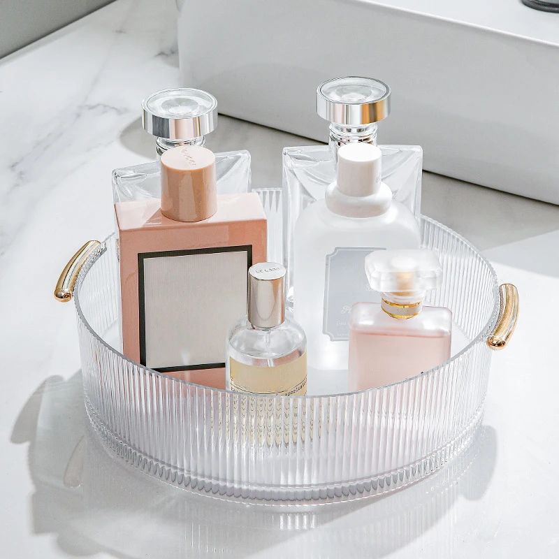 360° Rotating Cosmetic Storage Organizer – Large Capacity Transparent Makeup Turntable
