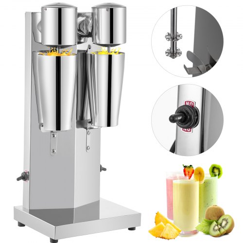 180W Stainless Steel Electric Milkshake Maker, Double Head Commercial Shake Machine with 800ml Cup