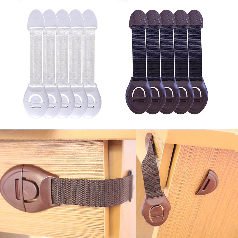 Plastic Protection Children Safety Cabinet Lock Baby Security Protection Drawer Door Lock Straps Kids Safety Cabinet