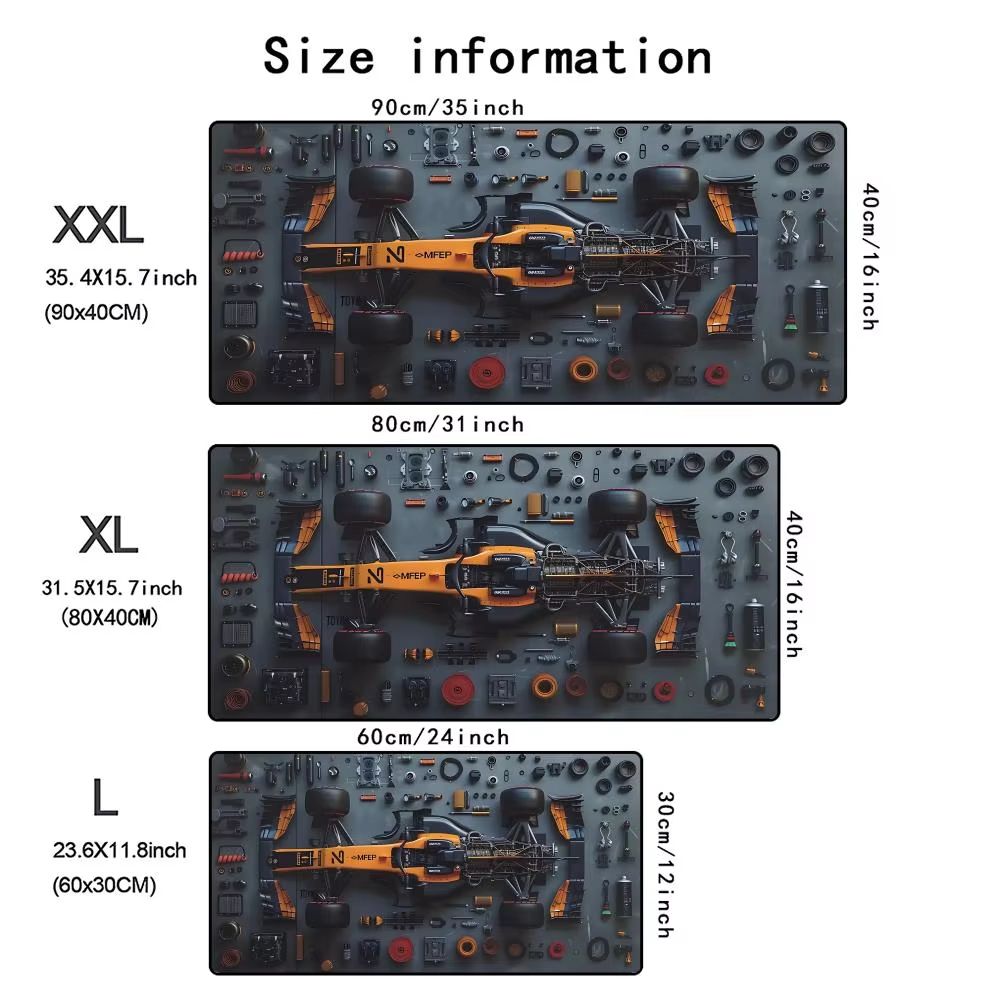 F1 Racing XXL Mouse Pad Extended Gaming Desk Pad Non Slip Keyboard Mouse Mat
