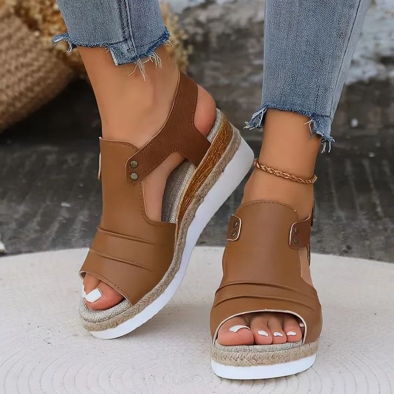 Womens Platform Wedge Sandals Lightweight Summer Shoes with Ankle Strap and Beach Style Design