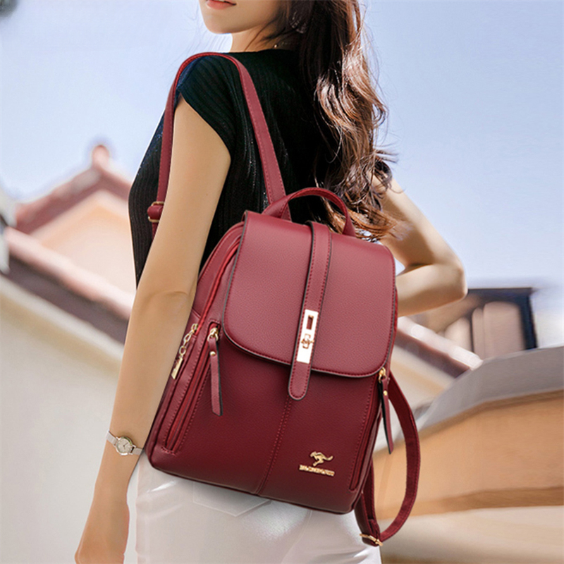 School Bags for Girls Mochila Rucksack, Luxury Women Leather Backpacks for Girls