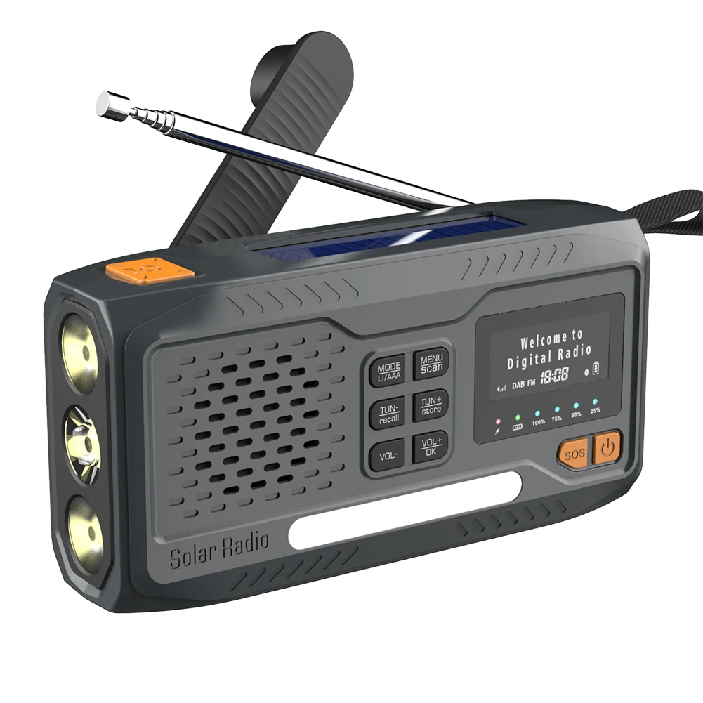 Solar Emergency Radio with Bluetooth, Flashlight and Hand Crank